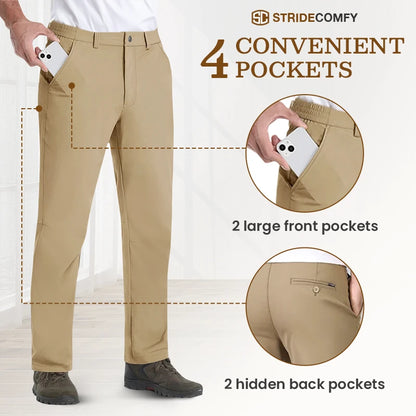 StrideComfy - Men's Stretch Khaki Pants with Elastic Waistband