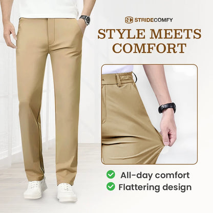 StrideComfy - Men's Stretch Khaki Pants with Elastic Waistband