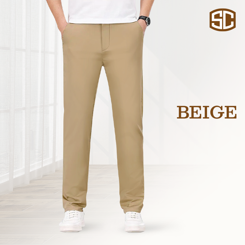 StrideComfy - Men's Stretch Khaki Pants with Elastic Waistband