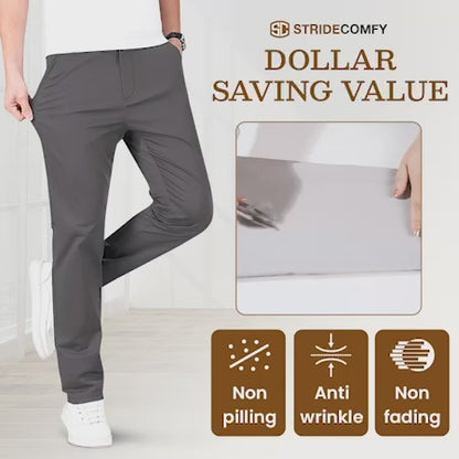 StrideComfy - Men's Stretch Khaki Pants with Elastic Waistband